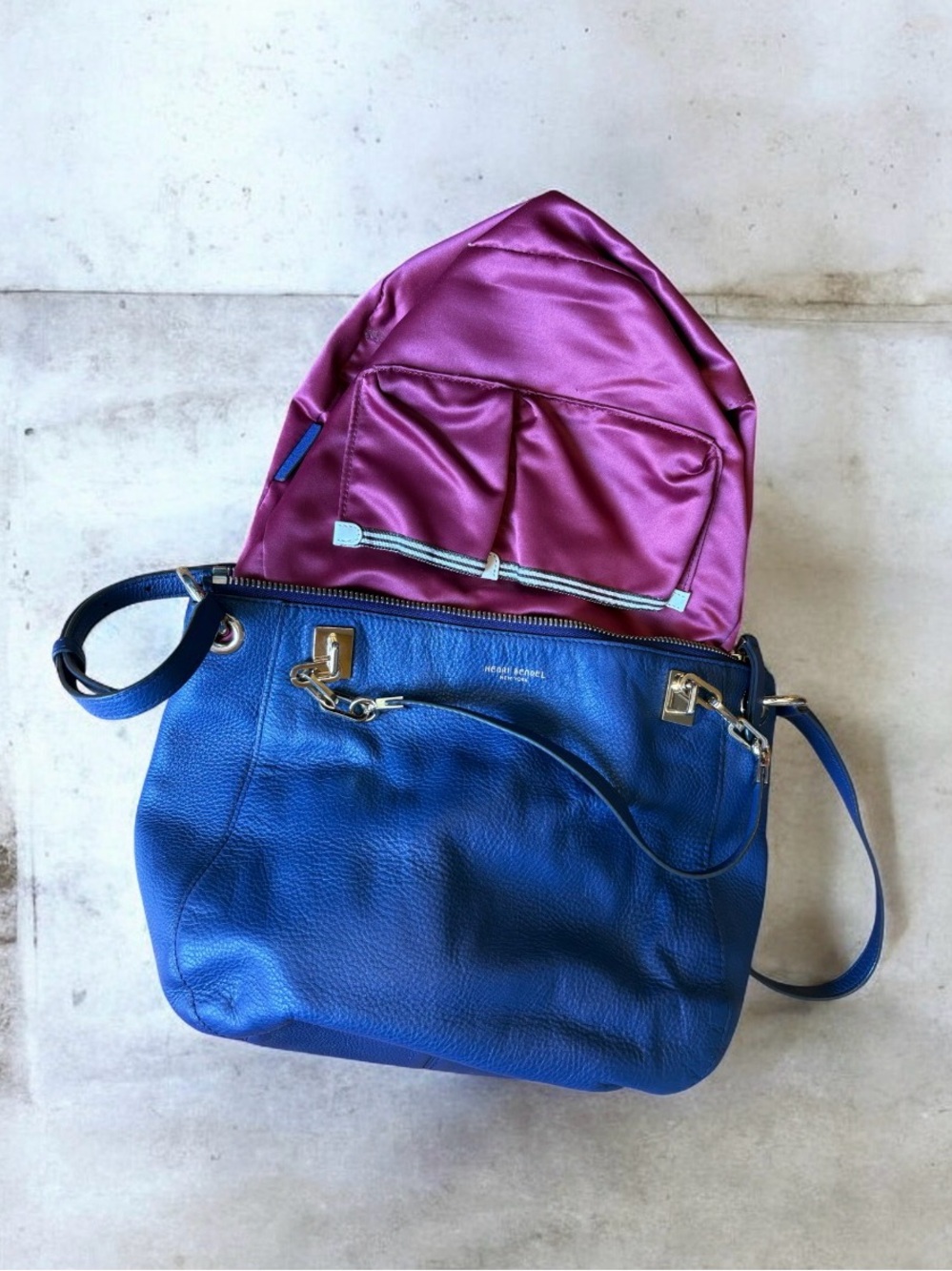 Henri Bendel Navy Blue Pebbled Leather SoHo Crossbody Handbag - Picture 5 of 14
